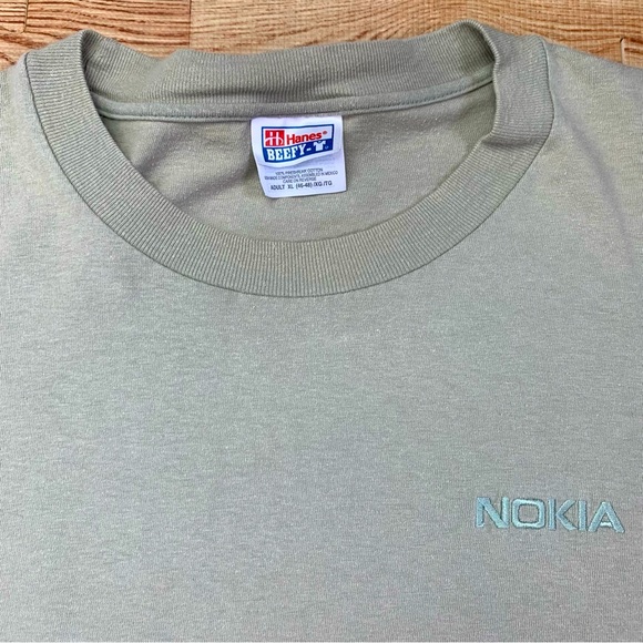 Vintage Nokia Shirt Men’s XL Long Sleeve Embroidered Hanes Beefy-T 90s Promo Tee - Picture 1 of 10